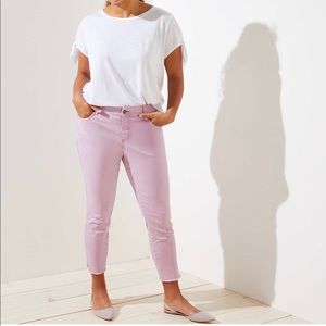 LOFT Plus Slit Frayed Skinny Jeans, 24 Plus, Pink